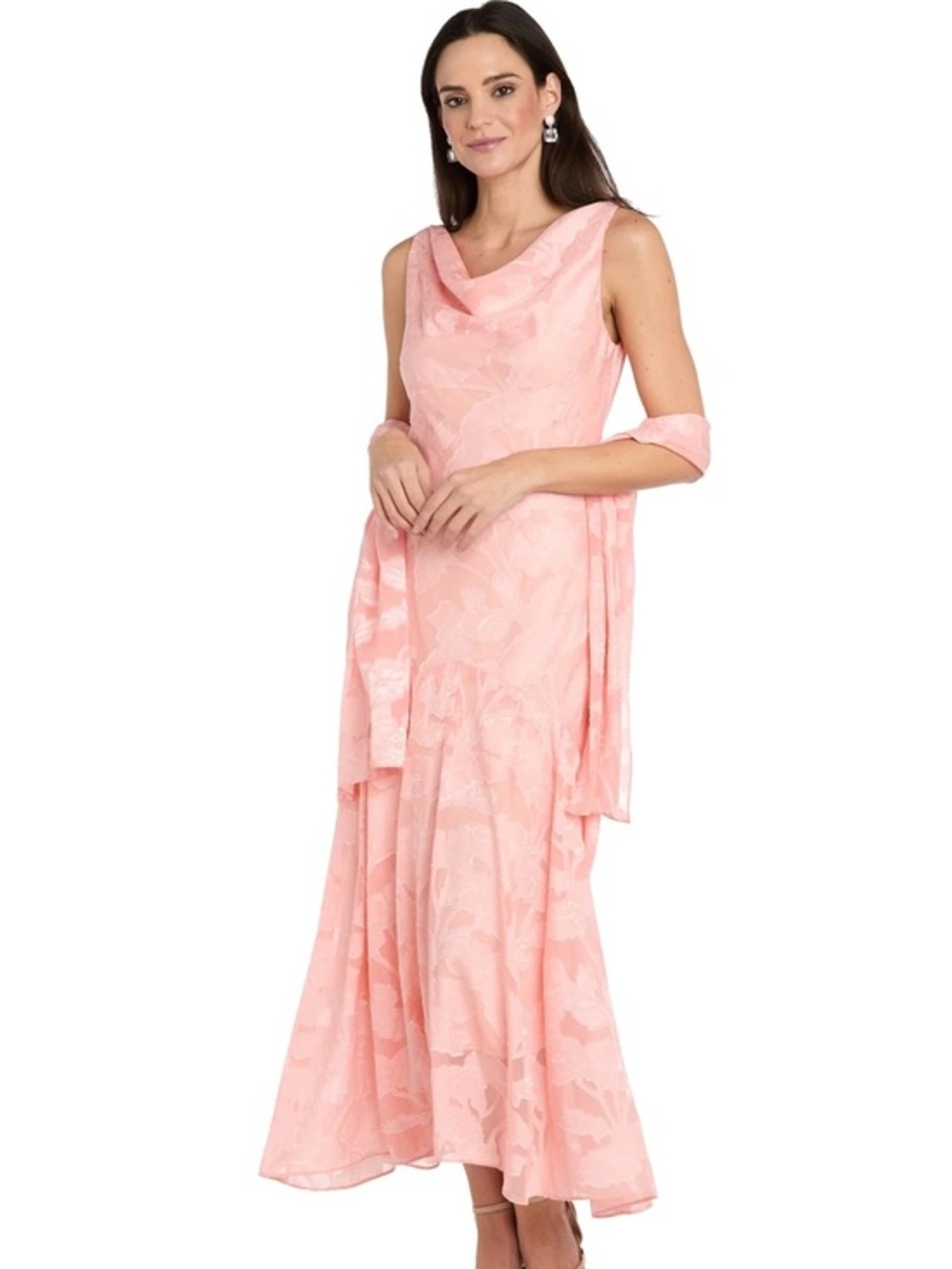 NWT R&M Collection Women's Size 12 Peach Pink V-Neck Dress